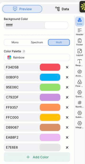 The PlotSet editor on the Preview tab: a finished Calculator on the canvas, with the settings panel outlined in red down the right-hand side.